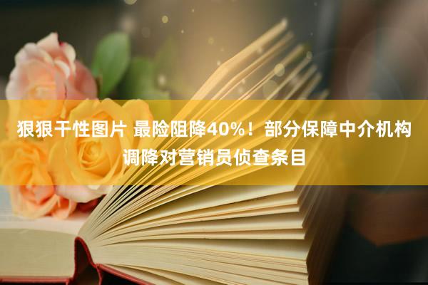 狠狠干性图片 最险阻降40%！部分保障中介机构调降对营销员侦查条目