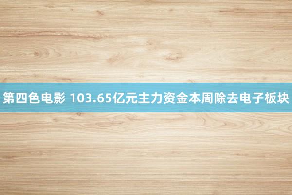 第四色电影 103.65亿元主力资金本周除去电子板块