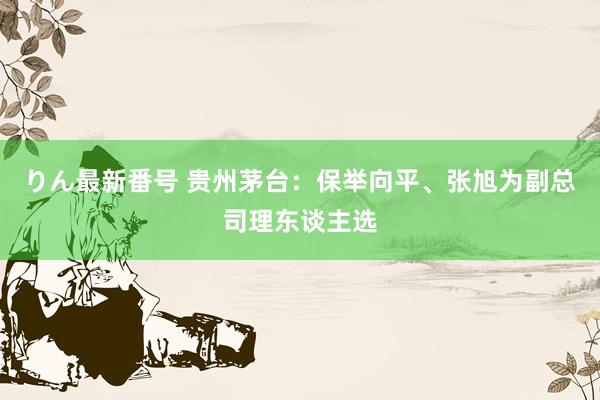 りん最新番号 贵州茅台：保举向平、张旭为副总司理东谈主选