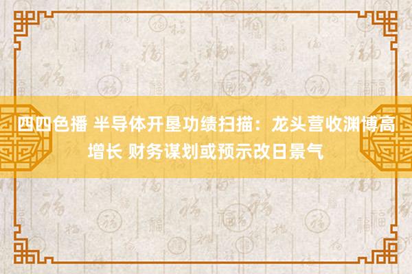 四四色播 半导体开垦功绩扫描：龙头营收渊博高增长 财务谋划或预示改日景气