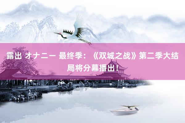 露出 オナニー 最终季：《双城之战》第二季大结局将分幕播出！